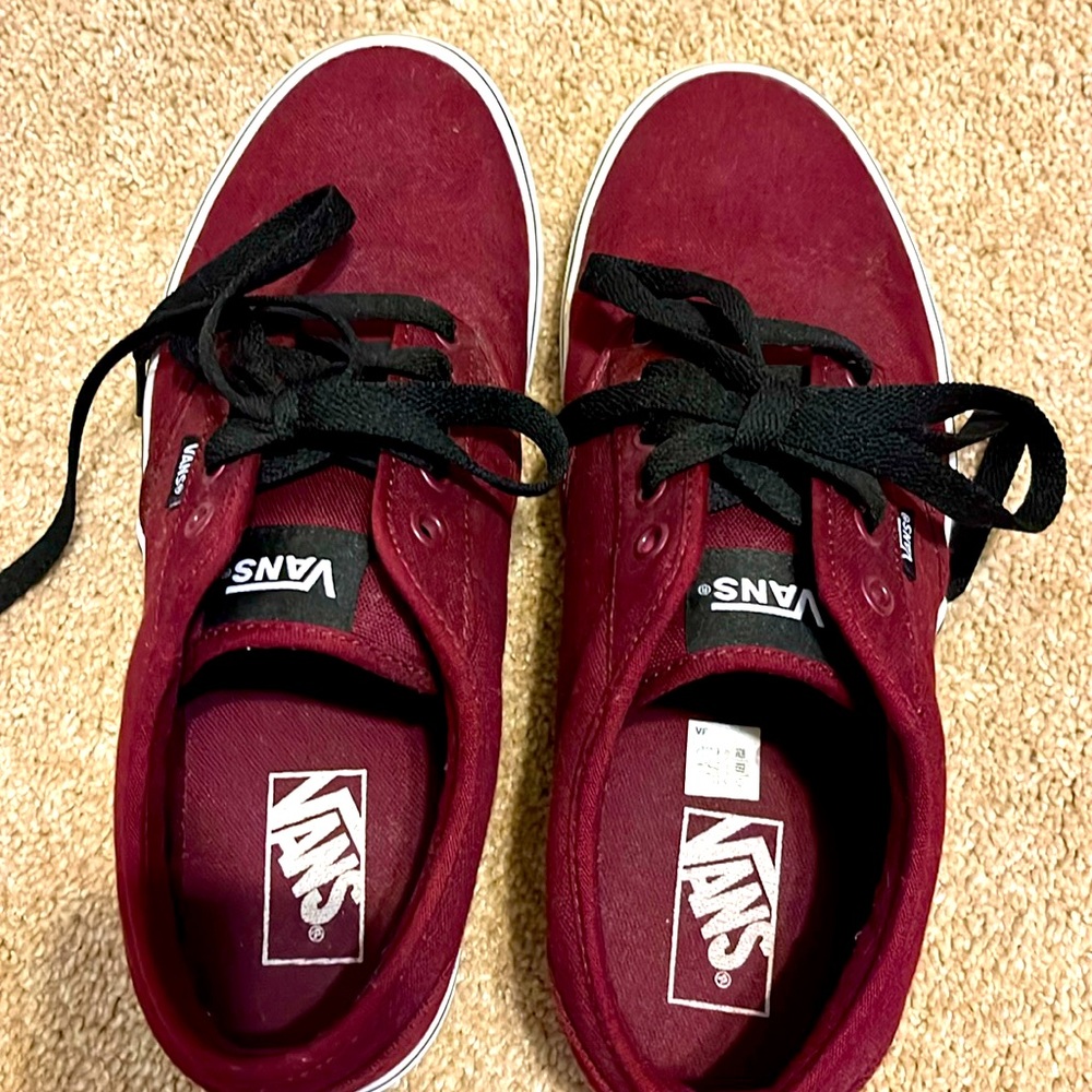 Maroon and Black Vans. Excellent condition. Men’s 10.5